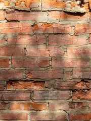 Detailed Close-Up of an Old Brick Wall.
