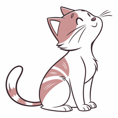 Cute cartoon kitten sitting and looking up