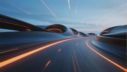 Obraz premium Futuristic Highway with Dynamic Lighting and Streamlined Structures