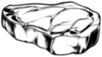 Black and white halftone illustration of a steak, retro design concept. Vector illustration