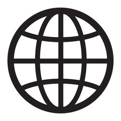Global Network Symbol World Connection Communication International Business Flat Design Simple Black and White Earth Icon Web Symbol