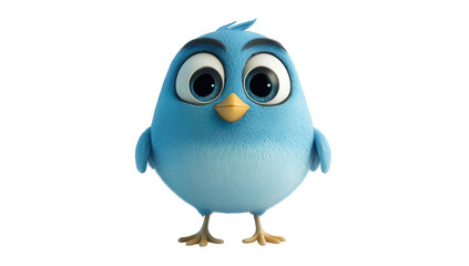 Obraz premium Adorable blue fluffy bird character isolated on transparent background