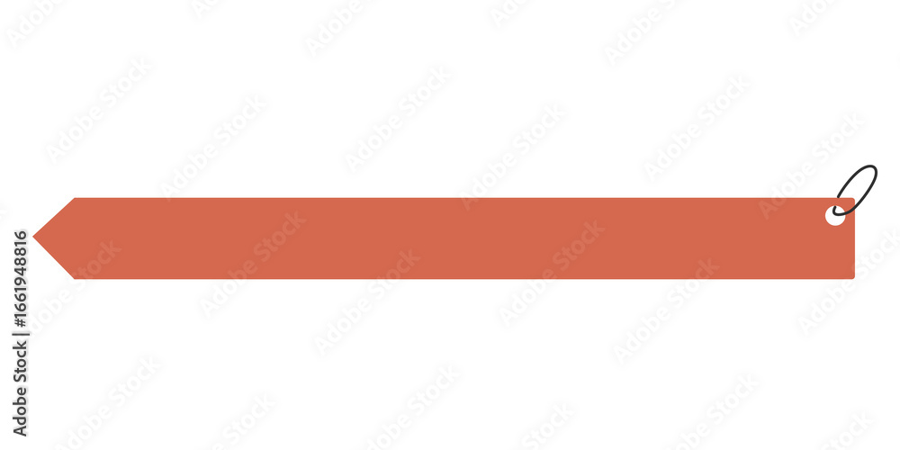 Aufkleber a simple, horizontal arrow-shaped bar / lower third in a solid, muted reddish-orange color. the bar 