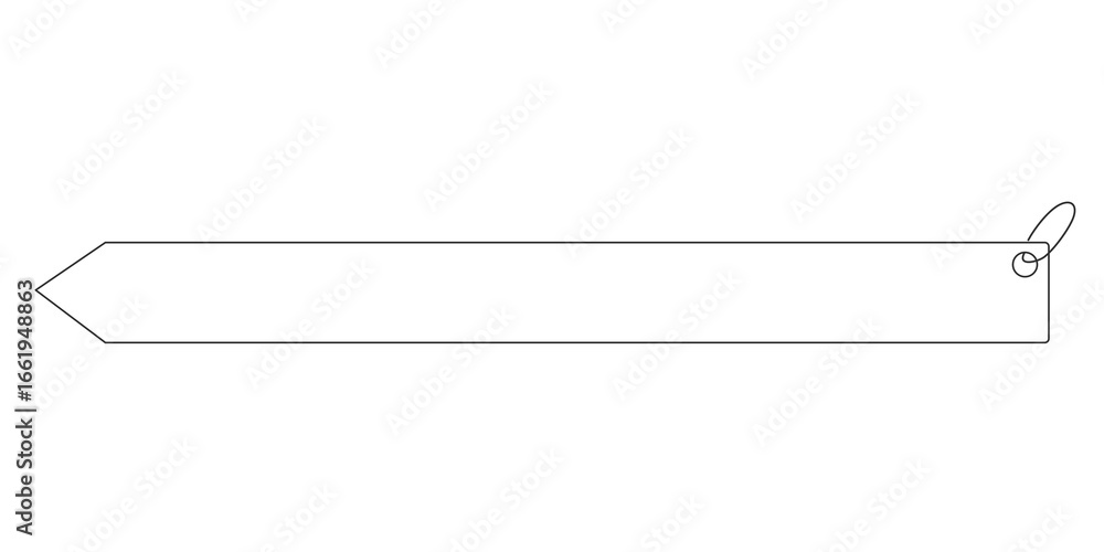 Poster a simple, horizontal arrow-shaped bar / lower third in a white color. the bar has a pointed end on t