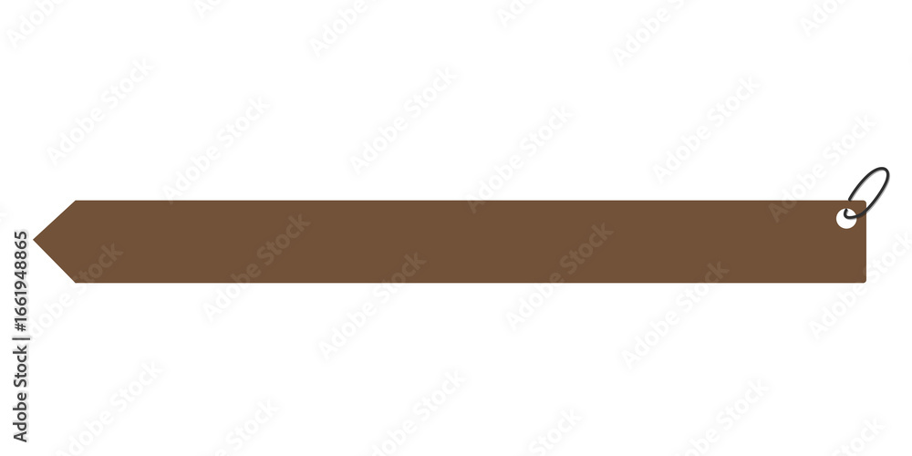 Poster a simple, horizontal arrow-shaped bar / lower third in a solid, dark brown color. the bar has a poin