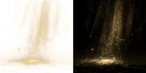 Golden Light Rays with Dust and Sparkles Effect