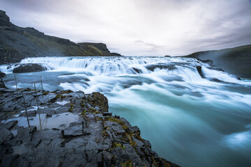 Long exposure at Gullfoss waterfall in Iceland.