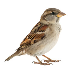 A single small sparrow bird standing on isolated on a transparent background png