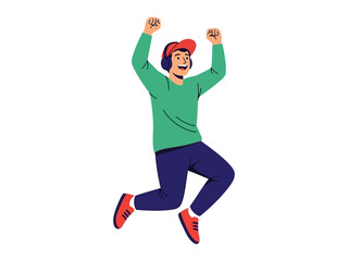 Joyful Leap: An excited young person, full of energy, leaps into the air, reveling in a moment of pure happiness. An illustration of pure freedom.