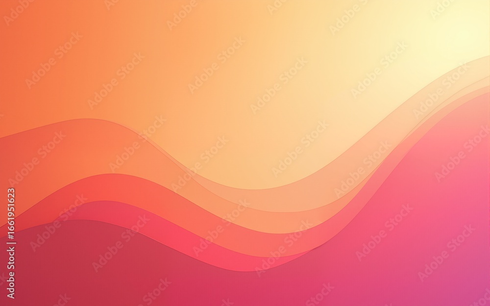 Fototapete abstract orange and pink gradient background. curvy lines light and shadow decoration. modern bright