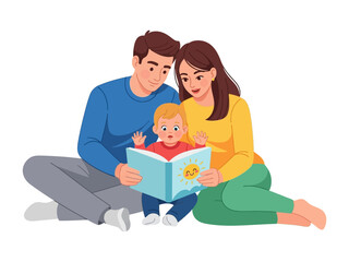 Family Reading Time: A heartwarming illustration depicts a close-knit family engaged in the cherished act of reading together, fostering connection and nurturing a love for stories.