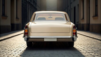 Beige vintage classic car rear view vintage car beige car