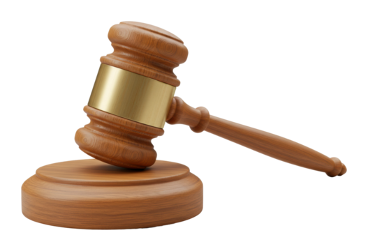 Legal proceedings action gavel at courtroom legal content professional environment justice concept isolated PNG