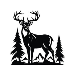 Majestic Stag Silhouette in the Wilderness, an Emblem of Nature's Grandeur