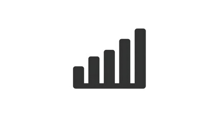 Grey bar chart icon symbolizing finance, growth, and success. This vector graphic shows chart with increasing bars representing progress, investment, and data analysis