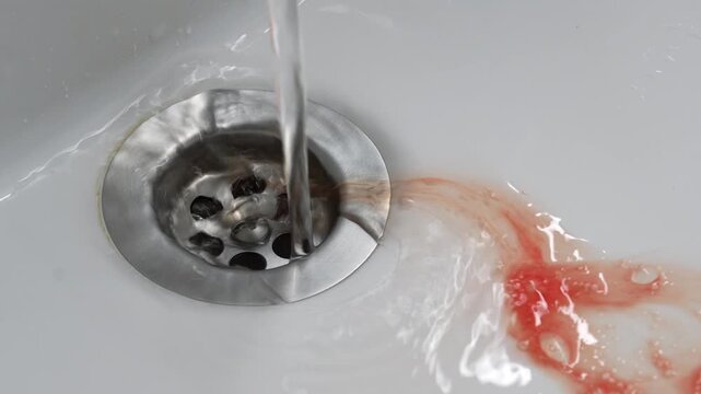 Bleeding gums and dental problems.
A person spits bloody saliva into the mouth after brushing his teeth.
Oral hygiene and the problem of tooth loss.
Periodontosis and caries