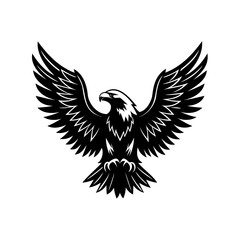 Obraz premium Bold monochrome eagle emblem design with outspread wings, symbolizing freedom