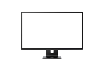 Modern computer monitor isolated on a black background ready for content display.