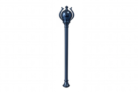 Magical staff with sphere and ornate details, isolated on transparent background, ideal for fantasy and role-playing projects