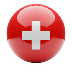 Obraz premium Switzerland flag icon in spherical shape patriotic national symbol on transparent background