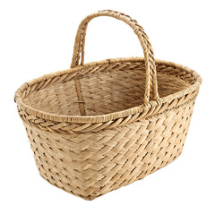 Obraz premium A handmade woven shopping market basket with handles isolated on a transparent background png