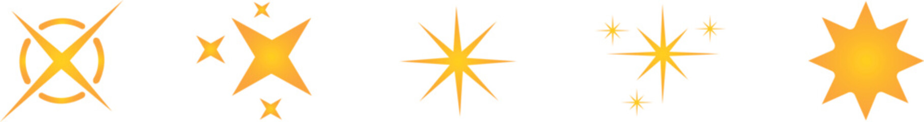 Sparkle Star Icon Set - Shine Symbol Collection,. Different forms of stars, Twinkle stars icons. Shining stars collection. Different star shapes. Vector Illustration !