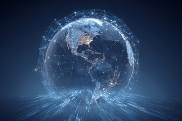 Obraz premium A digital illustration of the Earth with global network connections, representing connectivity and worldwide business exchange