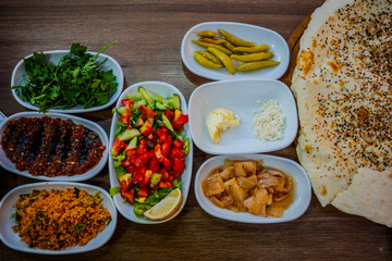 Traditional Turkish Meze with Flatbread