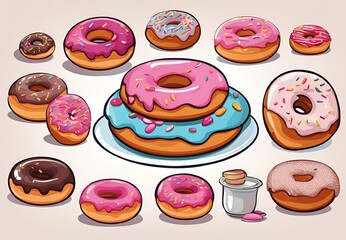 Doughnuts are dipped in various icings and topped with colorful rainbow sprinkles, creating a delightful and sweet snack.