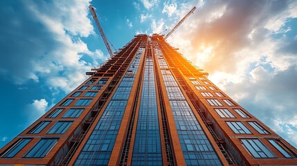 Tall under construction skyscraper