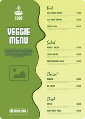 Creative vegetarian restaurant food menu design