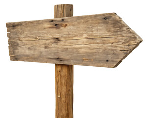 Rustic wooden arrow sign on a wooden post against a black background providing direction and wayfinding solutions for your design projects