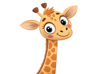Cute cartoon giraffe with big eyes and a friendly smile