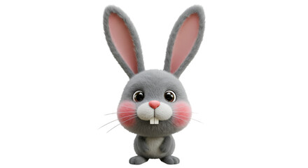 Obraz premium Cartoon Bunny: A cute cartoon bunny stands in a pose, ready to play, with its long ears and charming expression.