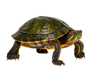 Baby Turtle Crawling Forward, Front-Facing, Isolated on White Background PNG