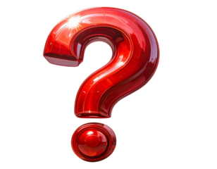 Bold 3D Red Question Mark, Isolated on Transparent Background PNG