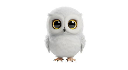 Obraz premium Snowy Owl Wonder: A fluffy, pristine white snowy owl with captivating big eyes stands alert, epitomizing the spirit of wilderness and wild avian majesty.