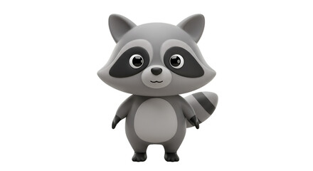 Naklejka premium Cute Cartoon Raccoon: A delightful illustration of a charming raccoon, its inquisitive eyes and playful demeanor captured in a simple, friendly design that sparks joy.