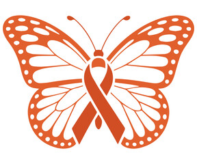Leukemia Awareness orange ribbon with butterflies