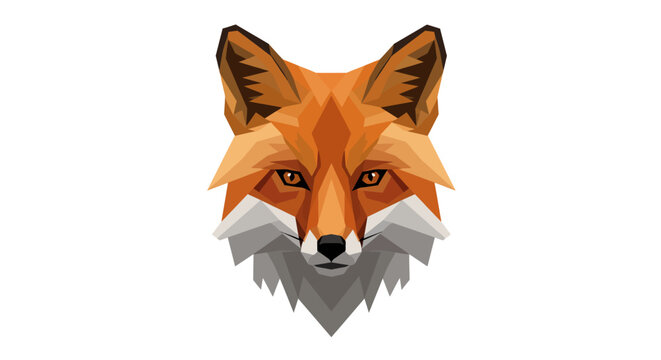 Geometric fox head with angular shapes and bold colors