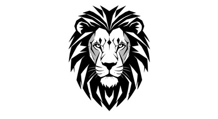 Geometric lion head in monochrome tribal style for bold animal art