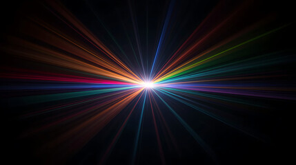 Obraz premium colorful light burst – radiant energy rays in dark space with rainbow spectrum