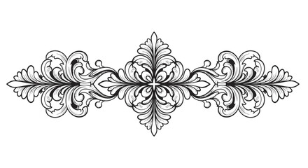 Intricate floral ornament with baroque patterns in black and white design