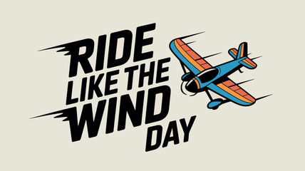 Ride Like the Wind Day with Glider Aircraft and Sunset Illustration