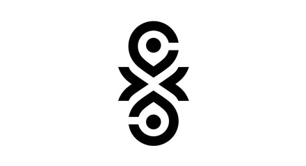Abstract geometric symmetrical logo design with bold circular elements
