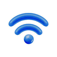 Vector cartoon 3d Wifi sign. 3d Render of blue wireless internet signal icon. Plastic router waves network antenna symbol for infographic, web, app, Wi-Fi zone design, game.