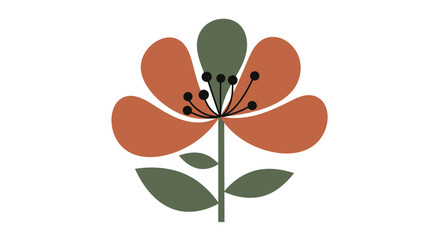 Minimalist floral design with geometric shapes and earthy tones
