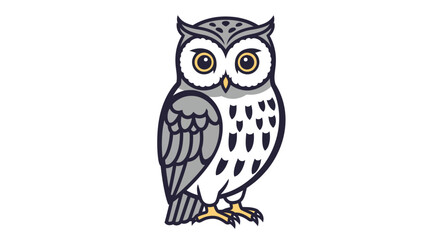 Fototapeta premium Charming owl with intricate details and bold outlines on a light background