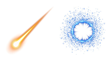 Meteor Light Trail with Blue Energy Spark Circle Effect, Meteor Light Trail with Blue Energy Burst,
Shooting Star and Cosmic Spark Circle Effect,
Fiery Comet Streak with Glowing Energy Ring