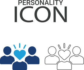 Personality icons, Line art icons design. Containing equality, culture, languages, tolerance, difference, belonging, human rights, and ethnicity icons. Solid icon collection. Vector illustration.